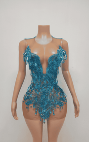 Sparkly Crystal Halter Rhinestone Cocktail Birthday Dress