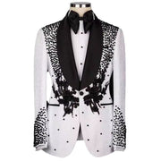Elegant men’s 2-piece crystal jacquard suit with sparkly blazer and trousers for formal or stage wear