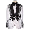 Elegant men’s 2-piece crystal jacquard suit with sparkly blazer and trousers for formal or stage wear