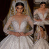 Glitter Ball Gown Wedding Dress with Sheer Neck