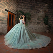 2024 Sparkly Mint Green Quinceanera Ball Gown