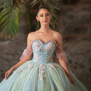 2024 Sparkly Mint Green Quinceanera Ball Gown