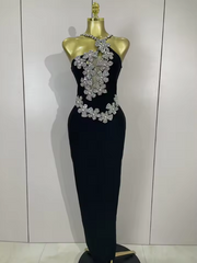 Bianca white backless bandage mini dress featuring a bodycon fit and hand-applied sparkly crystal diamonds.