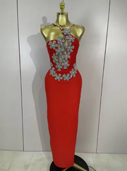 Bianca white backless bandage mini dress featuring a bodycon fit and hand-applied sparkly crystal diamonds.