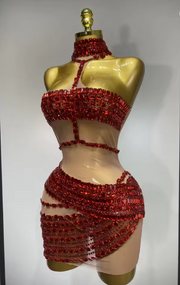 Amira sparkly sequins two piece evening party set for women