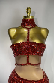 Amira sparkly sequins two piece evening party set for women