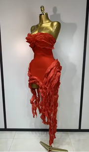 Michelle Sexy Strapless Ruffles Bodycon Bandage Dress