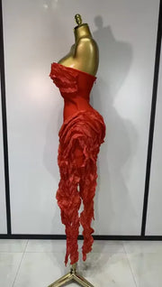 Michelle Sexy Strapless Ruffles Bodycon Bandage Dress