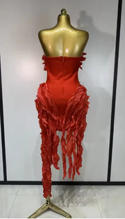 Michelle Sexy Strapless Ruffles Bodycon Bandage Dress