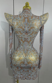 Annie Shiny Rhinestone Transparent Short Birthday Dress