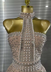 Laila crystal feather halter off-shoulder bodycon mini bandage dress