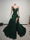 Jacqueline green sparkly beads sequin diamond prom dress for women formal night