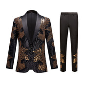 Men’s gold gradient glitter blazer and trousers 2-piece suit with ombre shimmer for party or stage wear