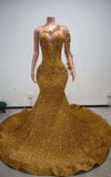 Golden Lattice Prom Gown With Beaded Fringe Sleeves And 3D Floral Corset Bodice