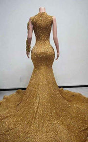 Golden Lattice Prom Gown With Beaded Fringe Sleeves And 3D Floral Corset Bodice