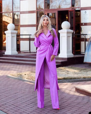 Fashion Candy Color Slim Women Long Jacket Suits Ladies Prom Evening Guest Formal Wear Custom Made (Jacket+Pants)