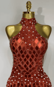 Liz Shining Rhinestone Sequin Sheer Mesh Bodycon Dress