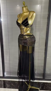 Nadia white sexy hollow out laced-up bodycon maxi dress for evening party and celebration styling