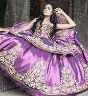 Sweetheart Purple Quinceanera Dresses Satin Lace Appliques Formal Ball Gown Sweet 16 Prom Dress Party Wear