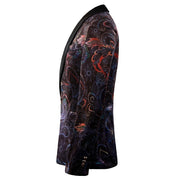 Luxury midnight brocade men’s suit and pants with rich textured fabric for formal or event wear