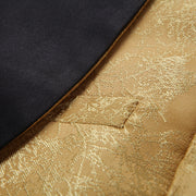 Luxury golden jacquard smoking jacket for men with textured fabric and elegant gold finish