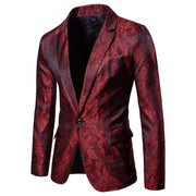 Men’s luxury jacquard suit with matching pants for formal or wedding wear