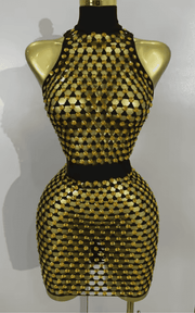 Jane Sparkly Diamond Sheer Mesh Bodycon Mini Dress