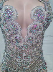 Luxury Rhinestone Crystal Beaded Halter Mini Party Dress