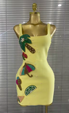 Envious Designs Amisha sexy sleeveless shining rhinestone fruit bodycon mini bandage dress for birthday and pool party styling