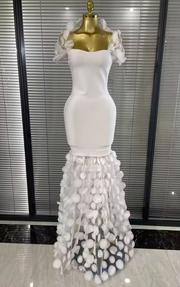 Envious Designs Selena sexy halter mesh ruffle long bandage maxi dress for evening party styling
