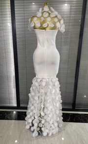 Envious Designs Selena sexy halter mesh ruffle long bandage maxi dress for evening party styling