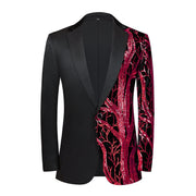 Men’s luxury sequin suit and matching pants with shimmering finish for party or stage wear