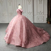 Pink Floral Quinceañera Gown