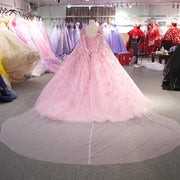 Cape Pink Quinceanera Gown