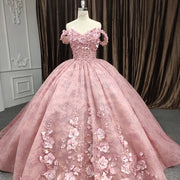 Pink Floral Quinceañera Gown