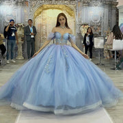 Glittering Light Blue Quinceañera Dress