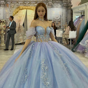 Glittering Light Blue Quinceañera Dress