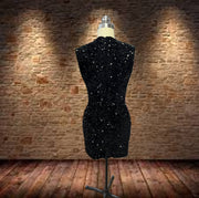 Sequin Little Black Mini Dress