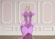 Pink Feather Fantasy: 2024 Mermaid Prom Dress