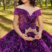 Bomaris Sparkly Off-Shoulder Quinceañera Ball Gowns