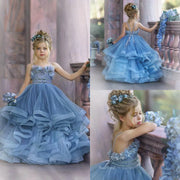 Cute Spaghetti Lace Flower Girl Dress