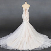 V-Neck Mermaid White Wedding Dress