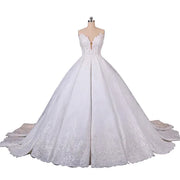 White Beautiful Temperament Slim Backles Wedding Dresses Appliques Ball Gowns Strapless With Slessveless