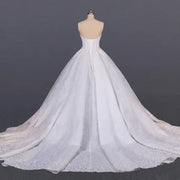 White Beautiful Temperament Slim Backles Wedding Dresses Appliques Ball Gowns Strapless With Slessveless