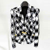 Women’s Black and White Checkered Slim Blazer