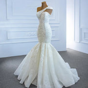 Mermaid One-Shoulder Applique Wedding Dress