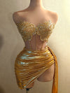 Luxury Gold Diamond 2-Piece Cocktail Birthday Dress