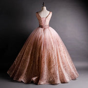Vintage Lace Beaded Quinceañera Ball Gown