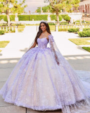 2024 Mint Champagne Princess Quinceañera Dress with Cape