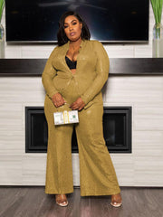 Casual Long Sleeve Plus Size Two Piece Sets